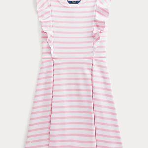 NWOT Ralph Lauren Girl's Striped Ruffled Ponte Dress, size XL
